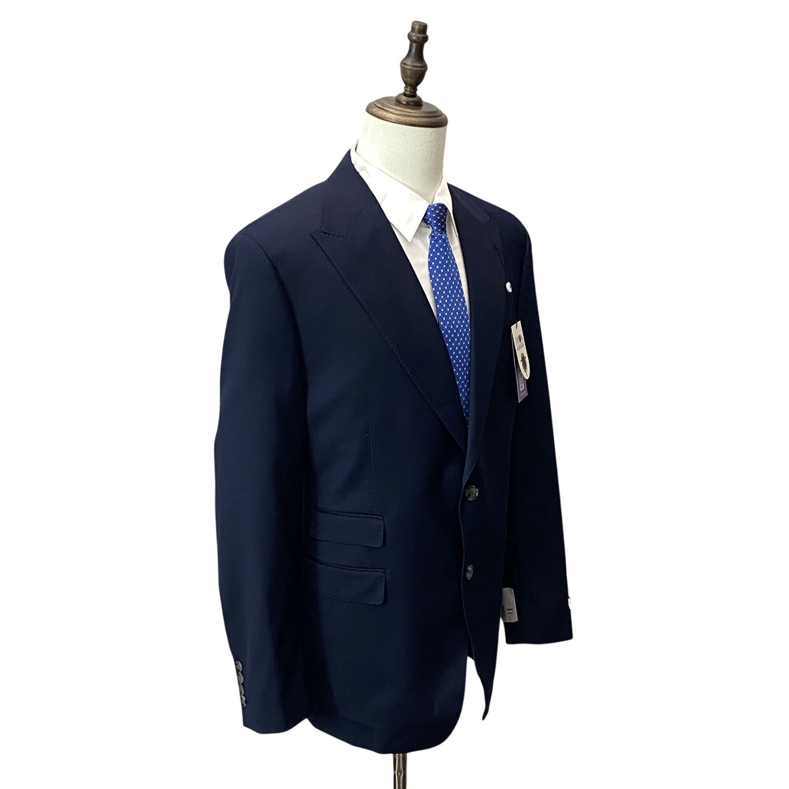 Tayion Suit Jacket Men's 44 Regular Acountour Peak Lapel Navy Blue