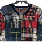 Daniel Cremieux V-Neck Sweater Men's Large Patchwork Plaid Fine Merino Wool