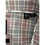 Boss Dress Shirt Men's Small 15-32/33 Sharp Fit Stretch Red & Black Plaid