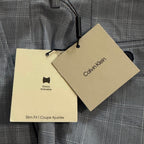 Calvin Klein Dress Pant Men's 34"x29" Slim Fit Flat Front Stretch Blue Plaid
