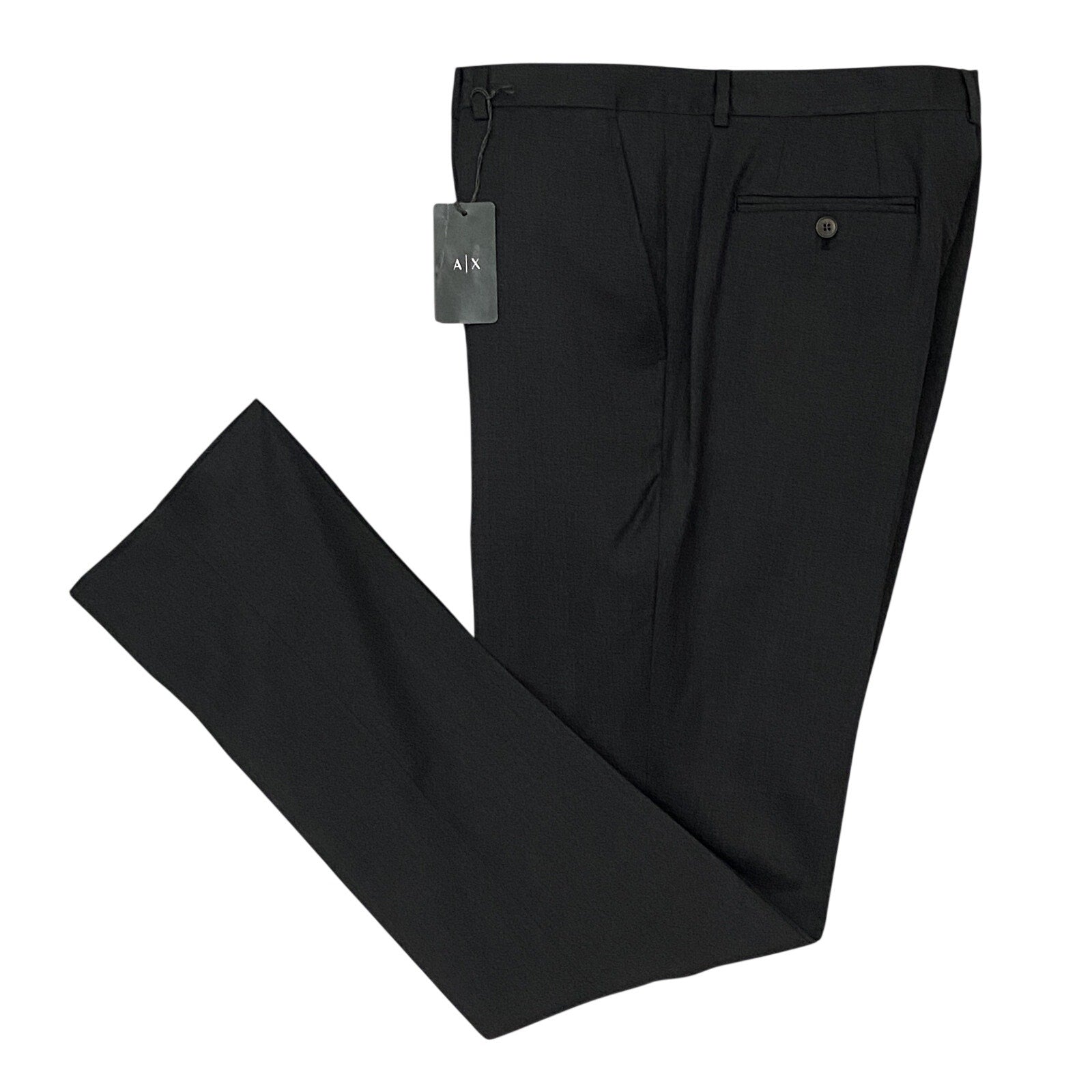 Armani Exchange Pants Men's 40W Dress Trousers Raw Hem Stretch Wool Gray