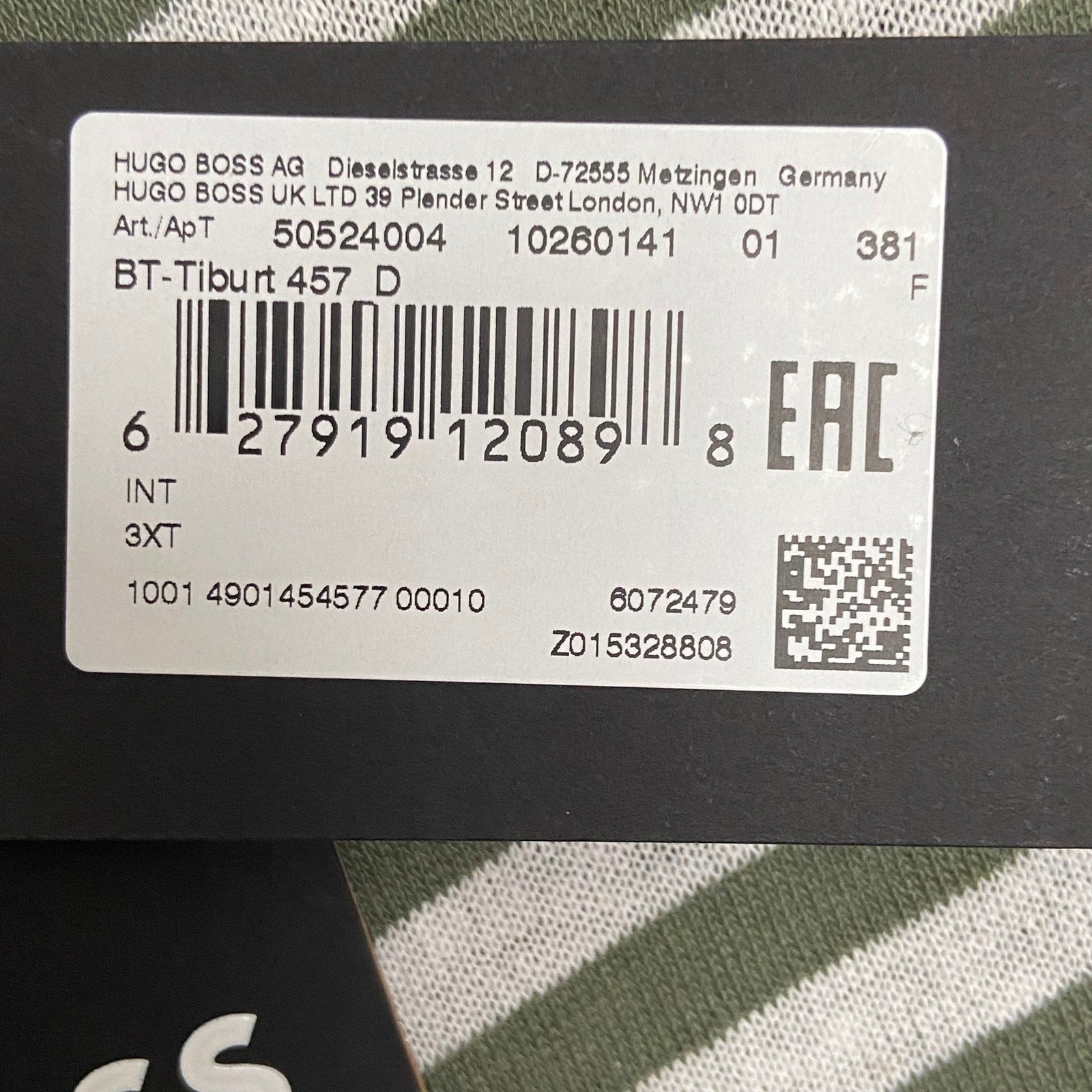 Boss Short Sleeve T-Shirt Men's 3XT Big & Tall Cotton Linen Green Stripe