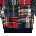 Daniel Cremieux V-Neck Sweater Men's XL Patchwork Plaid Fine Merino Wool NEW