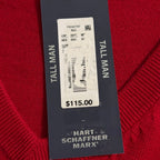 Hart Schaffner Marx Sweater Men's 3XT Big & Tall V-Neck Merino Wool Red