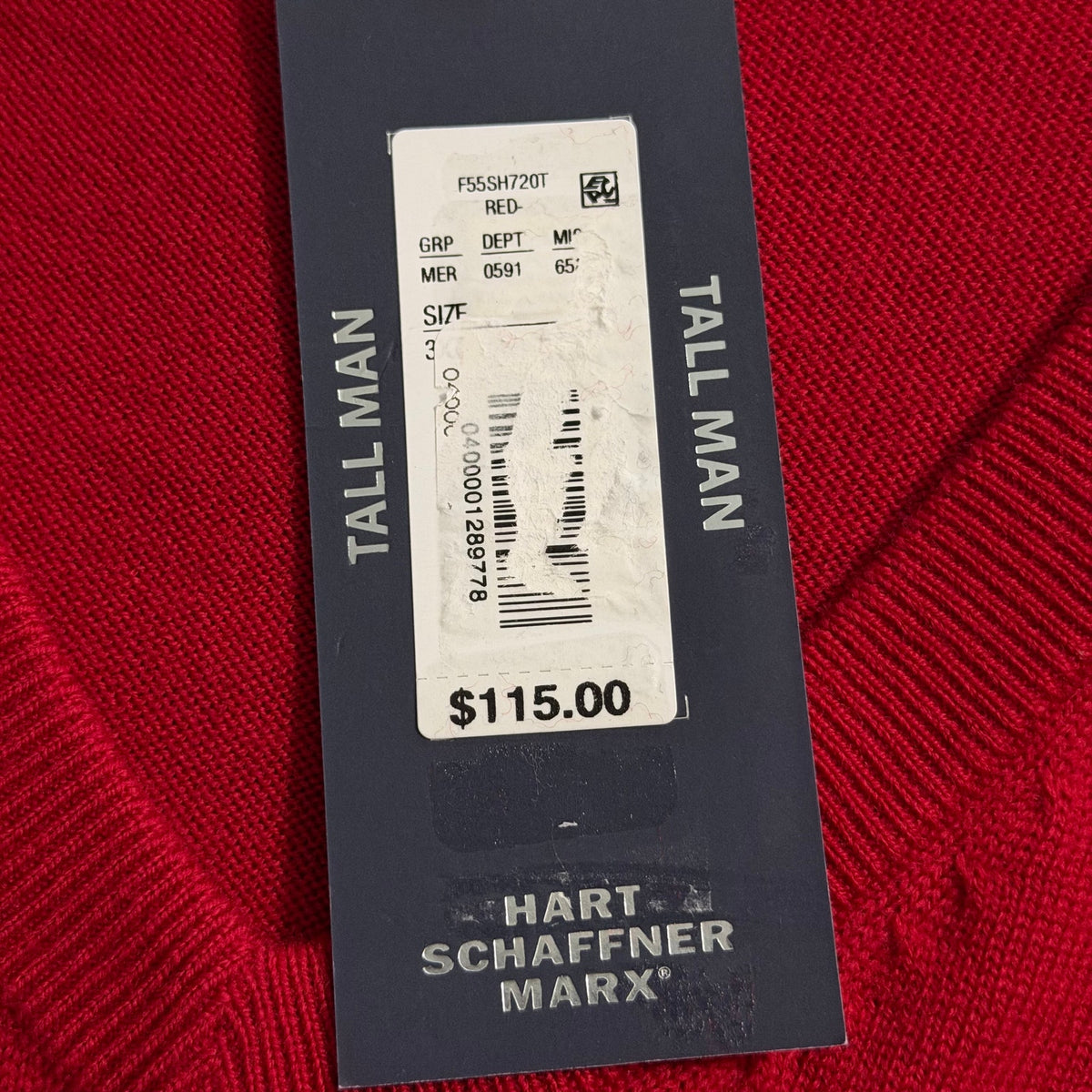 Hart Schaffner Marx Sweater Men's 3XT Big & Tall V-Neck Merino Wool Red