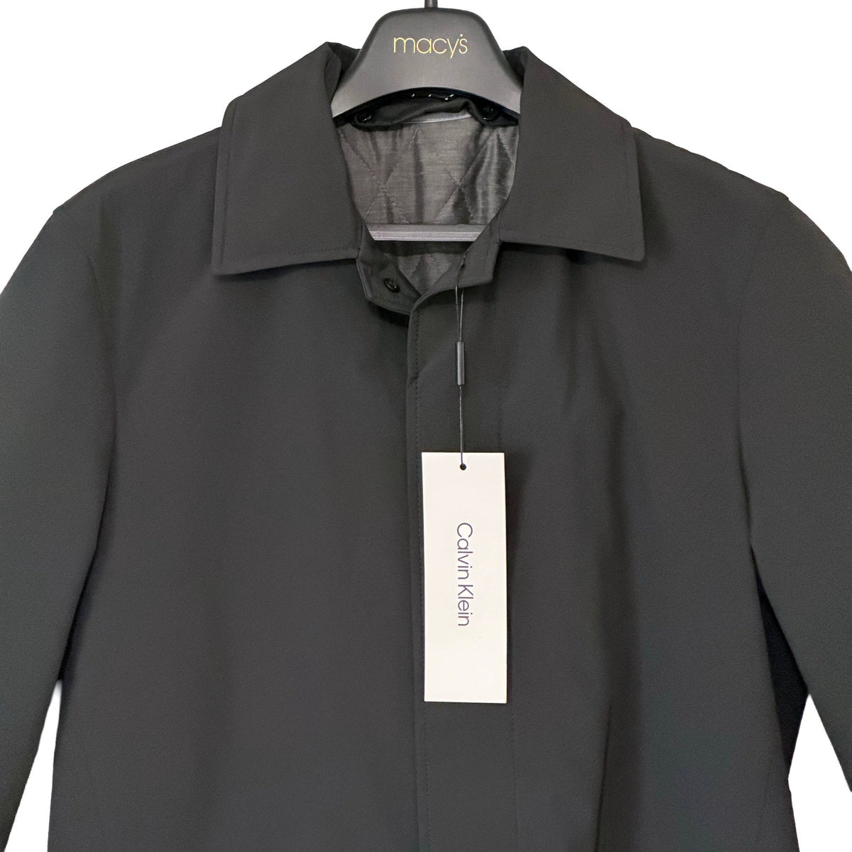 Calvin Klein Raincoat Overcoat Men's 36 Short MPARK Single-Breasted Black