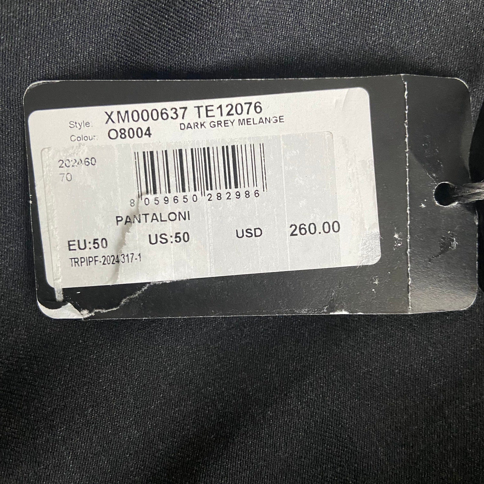 Armani Exchange Dress Pant Men's 34W Flat Front Raw Hem Stretch Wool Gray NEW