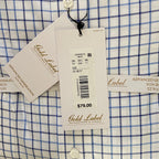 Roundtree & Yorke Shirt Big & Tall Men's 20 36/37 Blue Check Dress Shirt