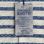 Daniel Cremieux Shirt Men's Large Long Sleeve Polo Shirt Cream Blue Stripe