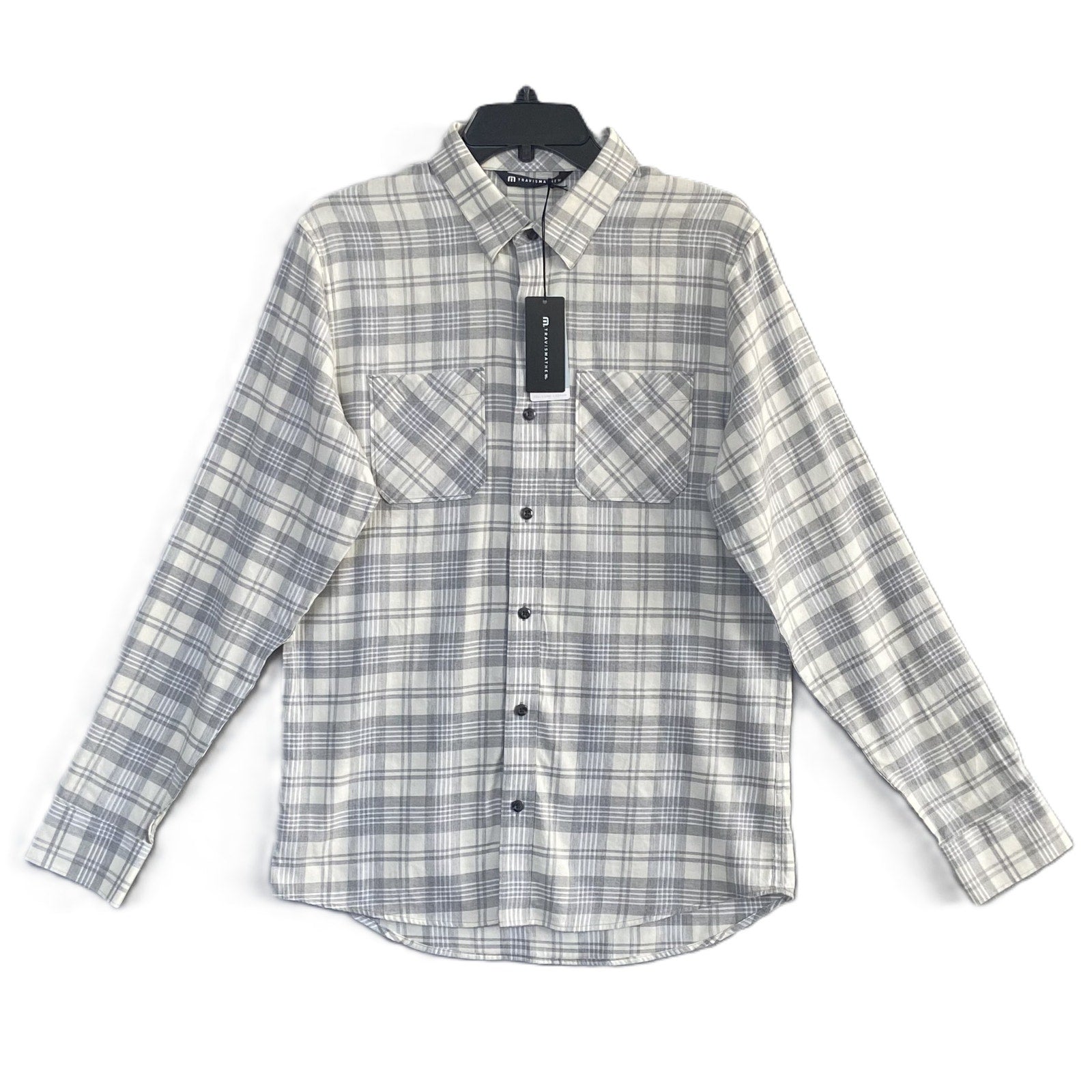 Travis Mathew Shirt Men's Small Cloud Collection Flannel Shirt Gray Plaid