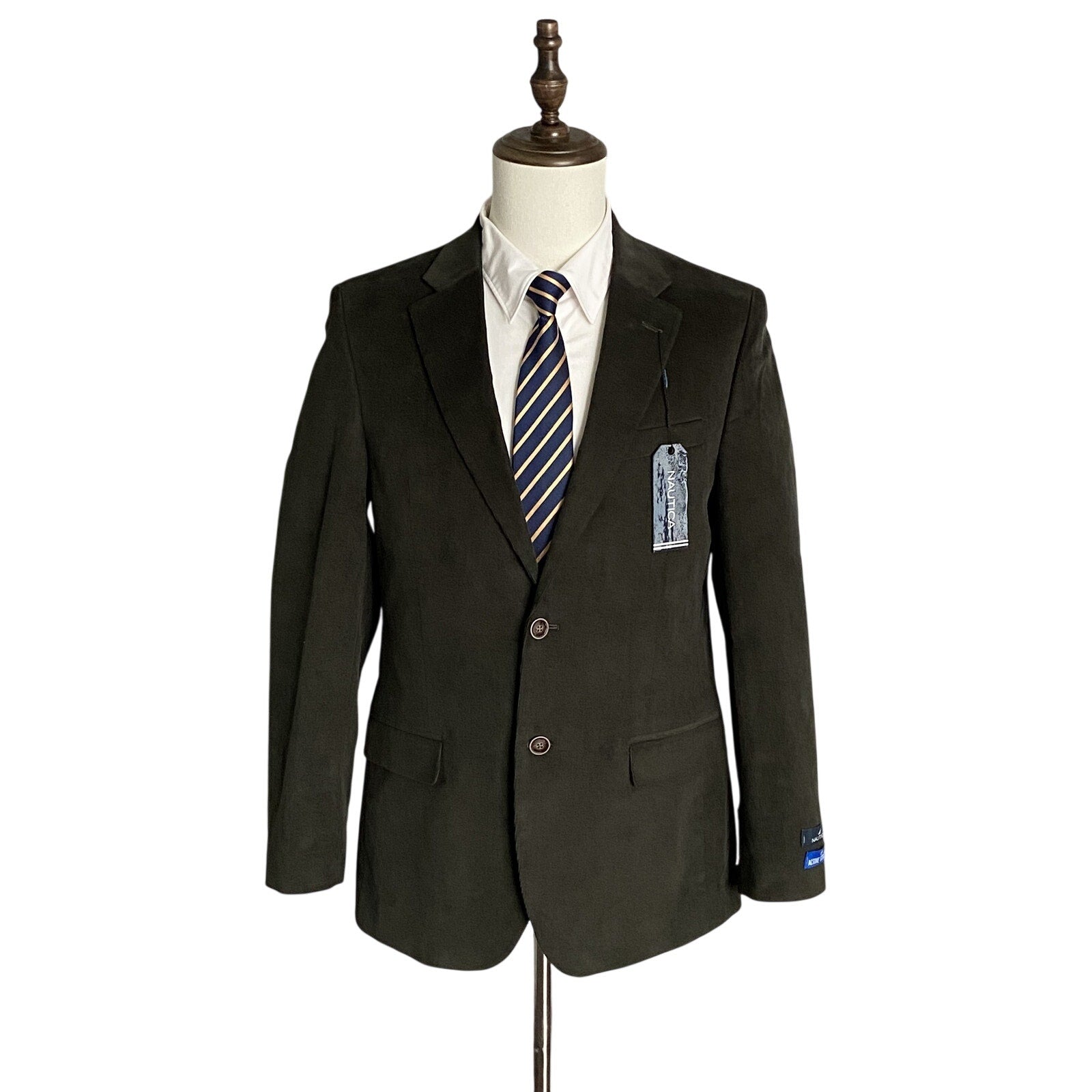 Nautica Sport Coat Men's 38 Regular Corduroy Modern Fit Stretch Dark Olive