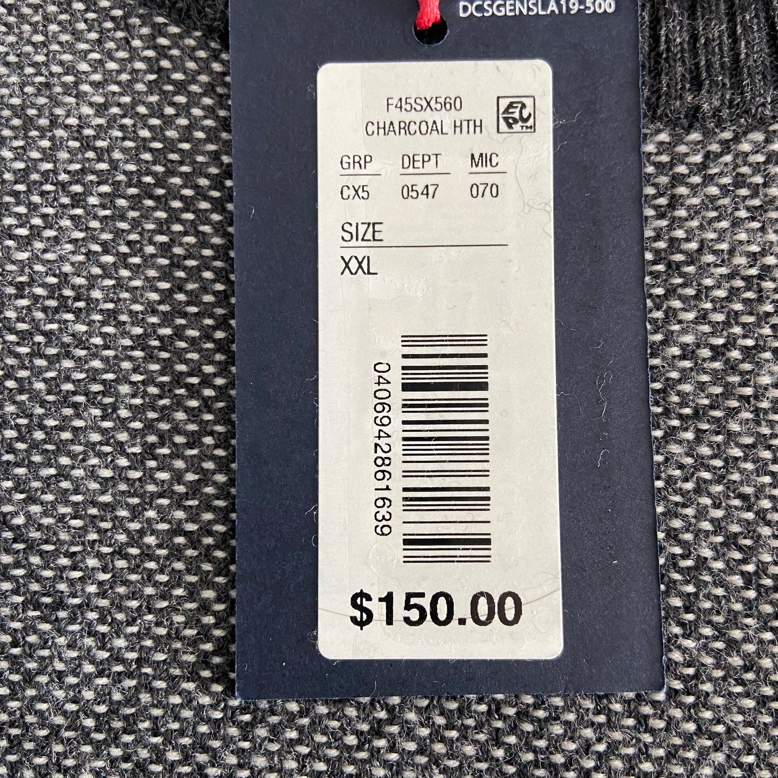 Daniel Cremieux Pullover Sweater Men's XXL Fine Merino Wool Gray Burgundy