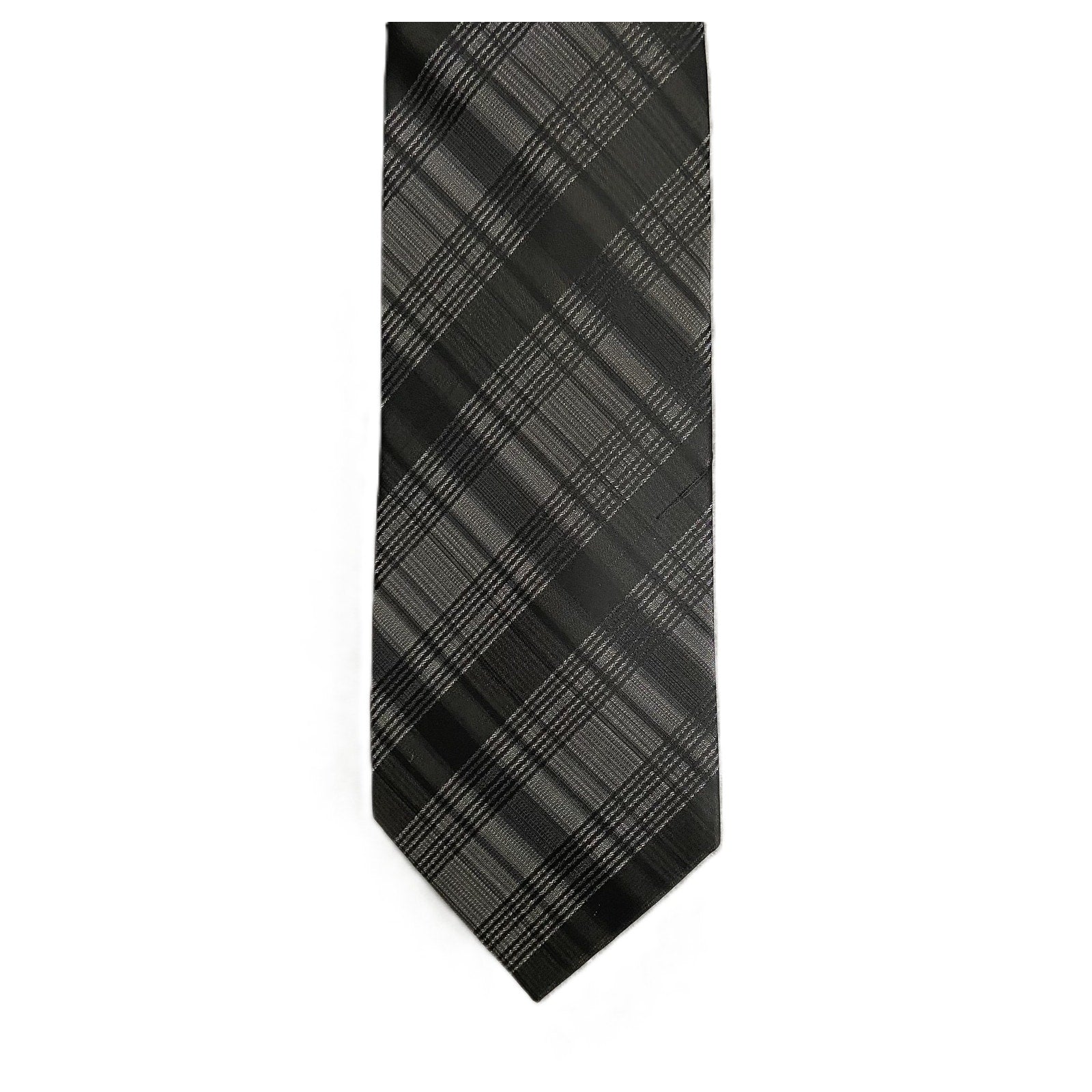 Calvin Klein Necktie Silk Blend Classic Width and Length Black & Gray Stripe
