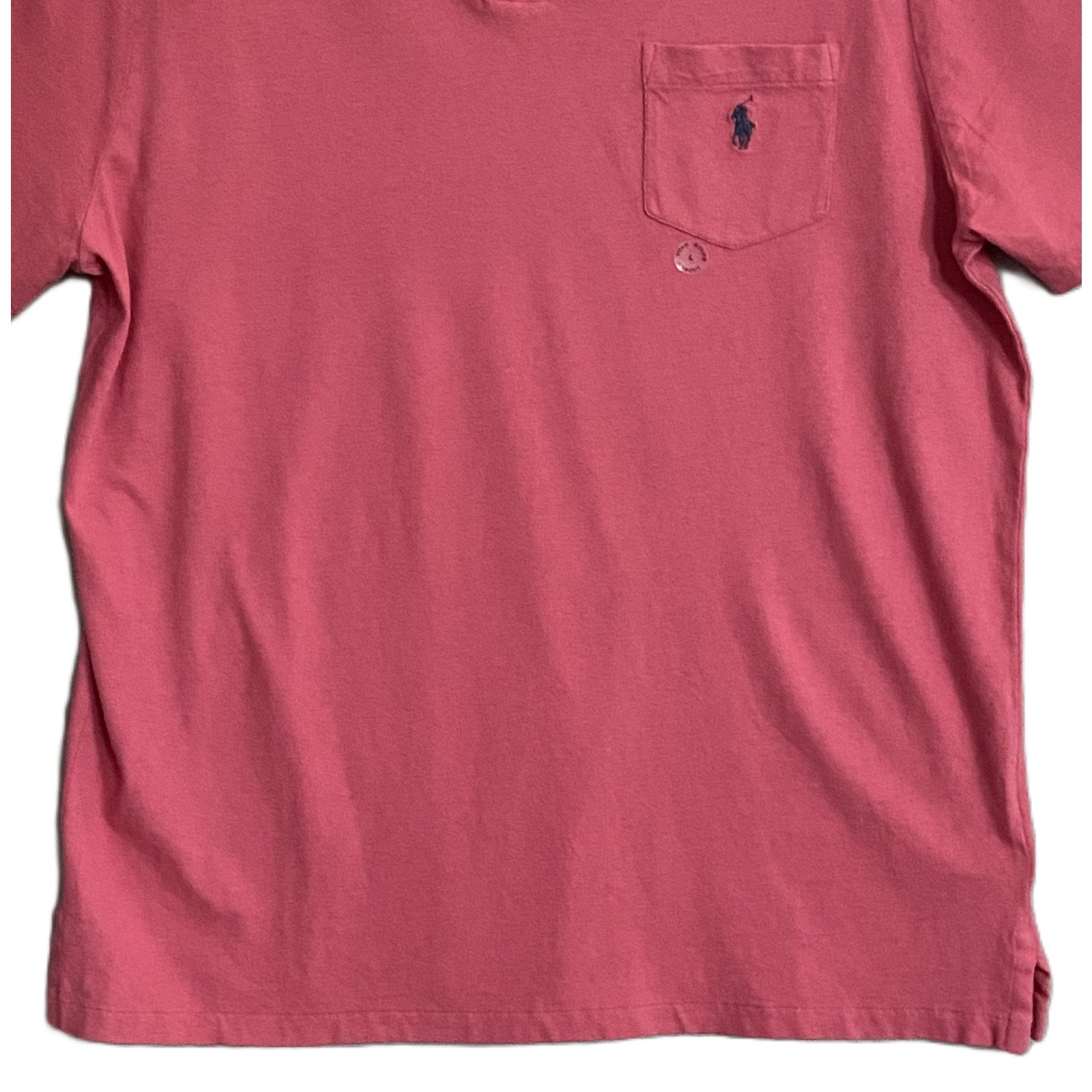 Polo Ralph Lauren Shirt Men's Medium Buttonless Polo Cotton Linen Blend Red