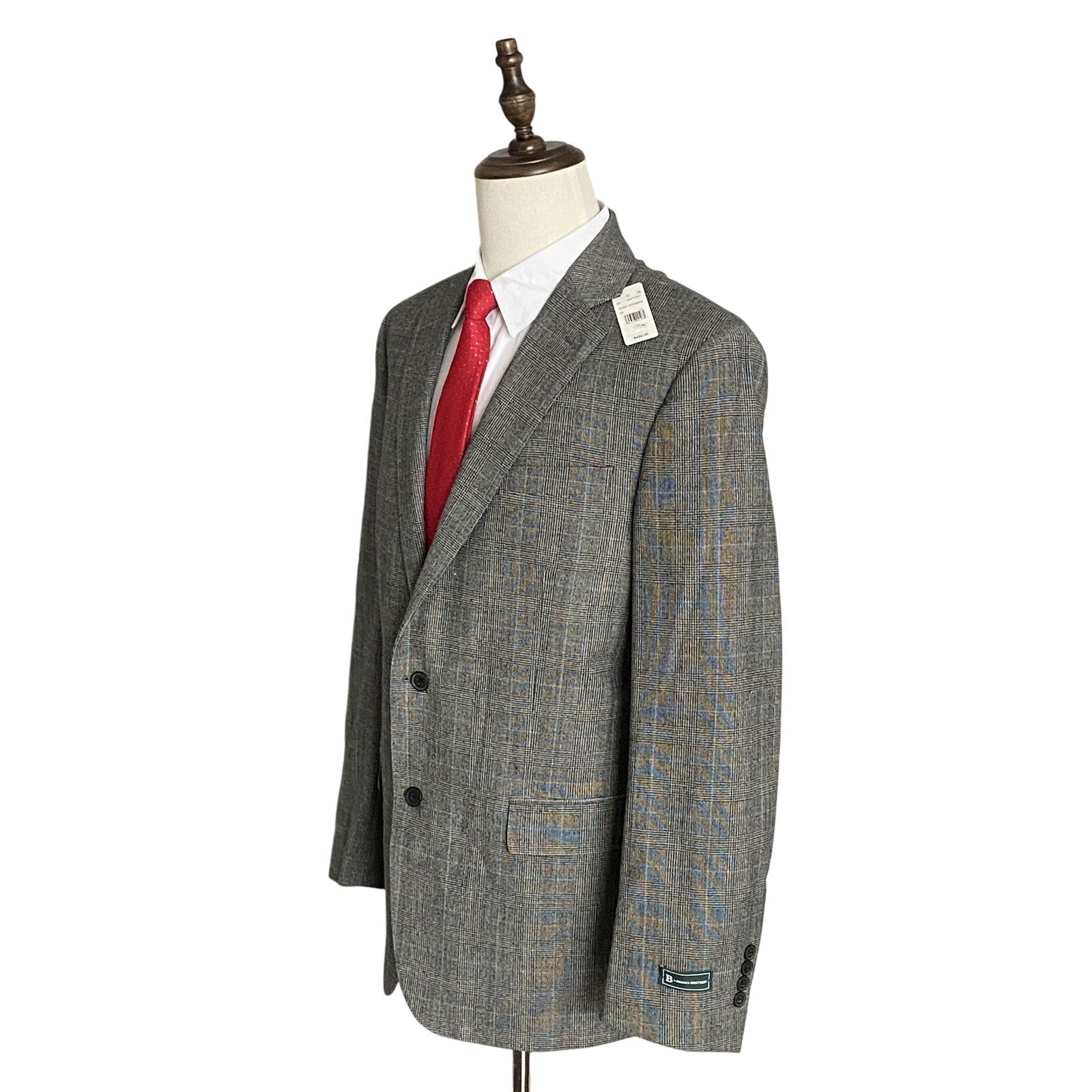 Brooks Brothers Sport Coat Men's 44 Long Sport Coat Grey Plaid Wool Blend