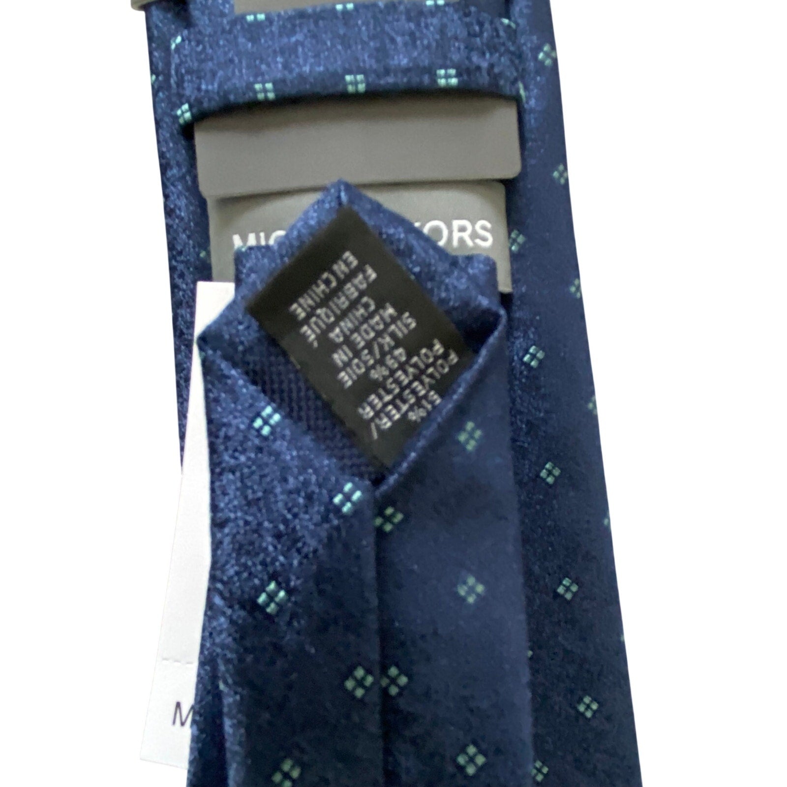 Michael Kors Necktie 3" Aqua Grand Neat Diamond Standard Length Silk Blend