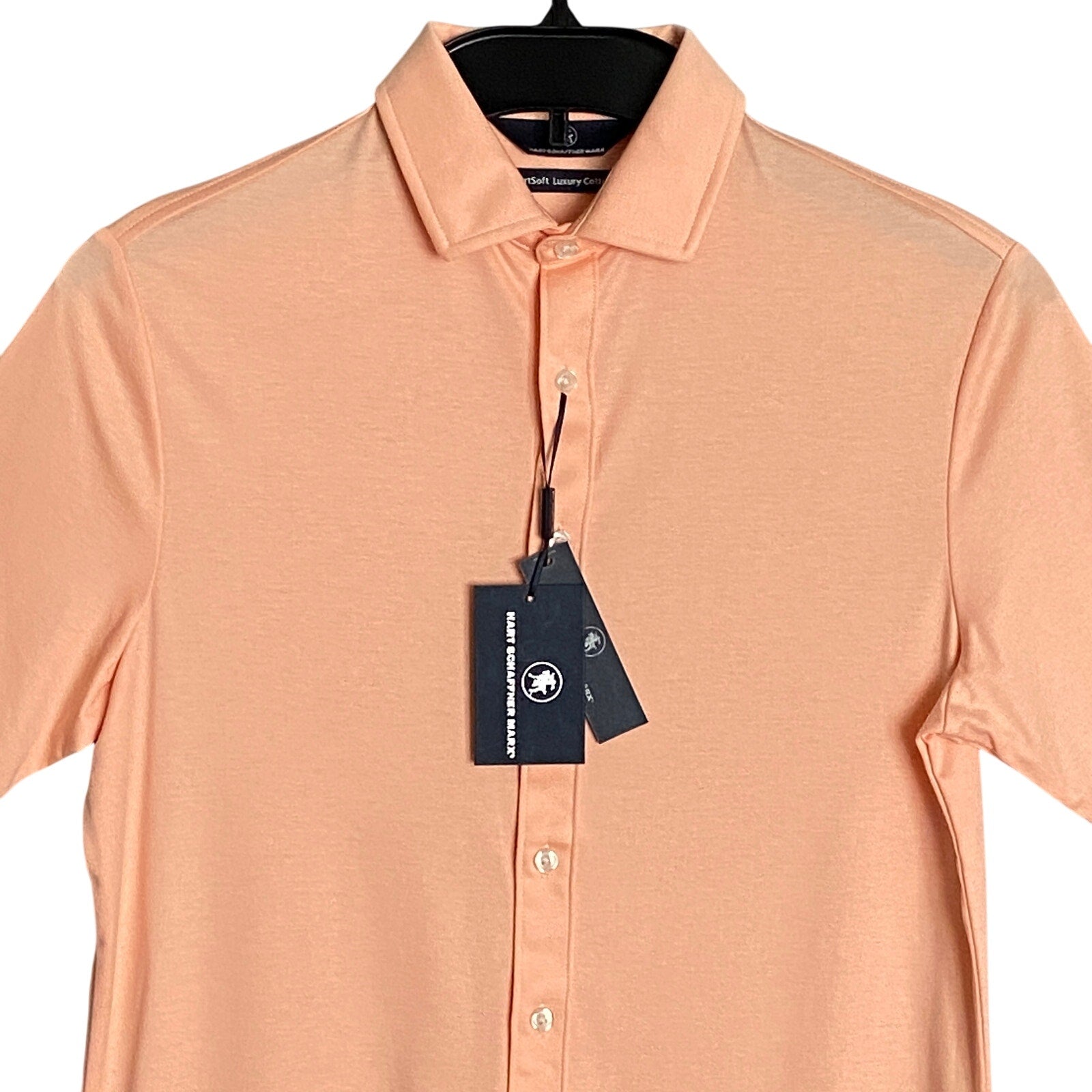 Hart Schaffner Marx Shirt Men's Small Harsoft Cotton Button-Up Polo Orange