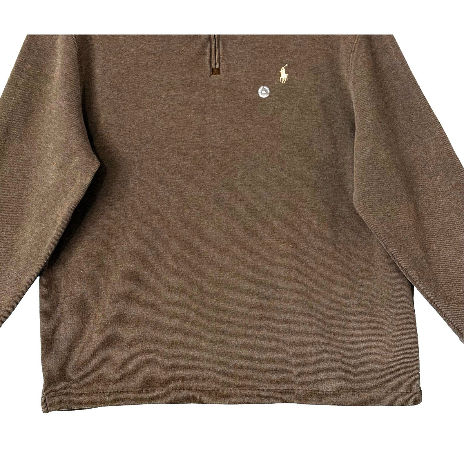Polo Ralph Lauren Quarter-Zip Men's XXL Mock Neck Cotton Knit Pullover Brown