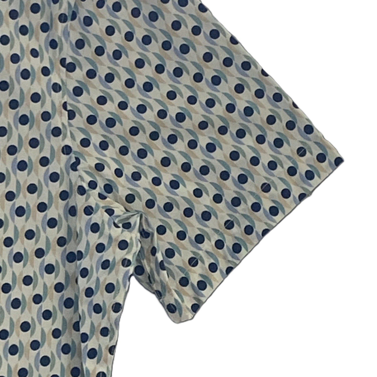 Bugatchi Shirt Men's Small Short Sleeve Shaped Fit Button-Up Cool Mint Geo
