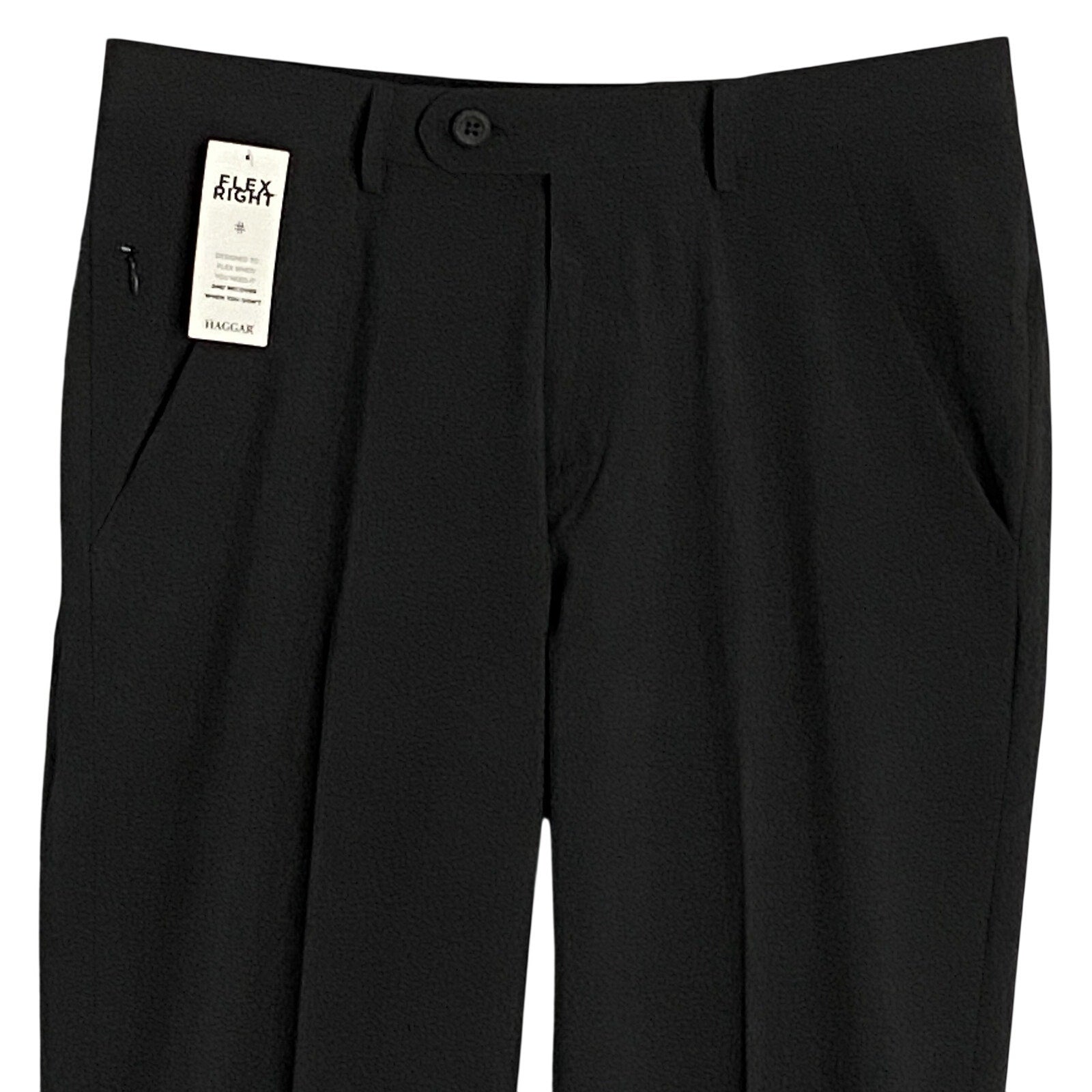 Haggar CityFlex Dress Pant Slim Fit Men's 31x30 Flex Waist Tech Pocket Black