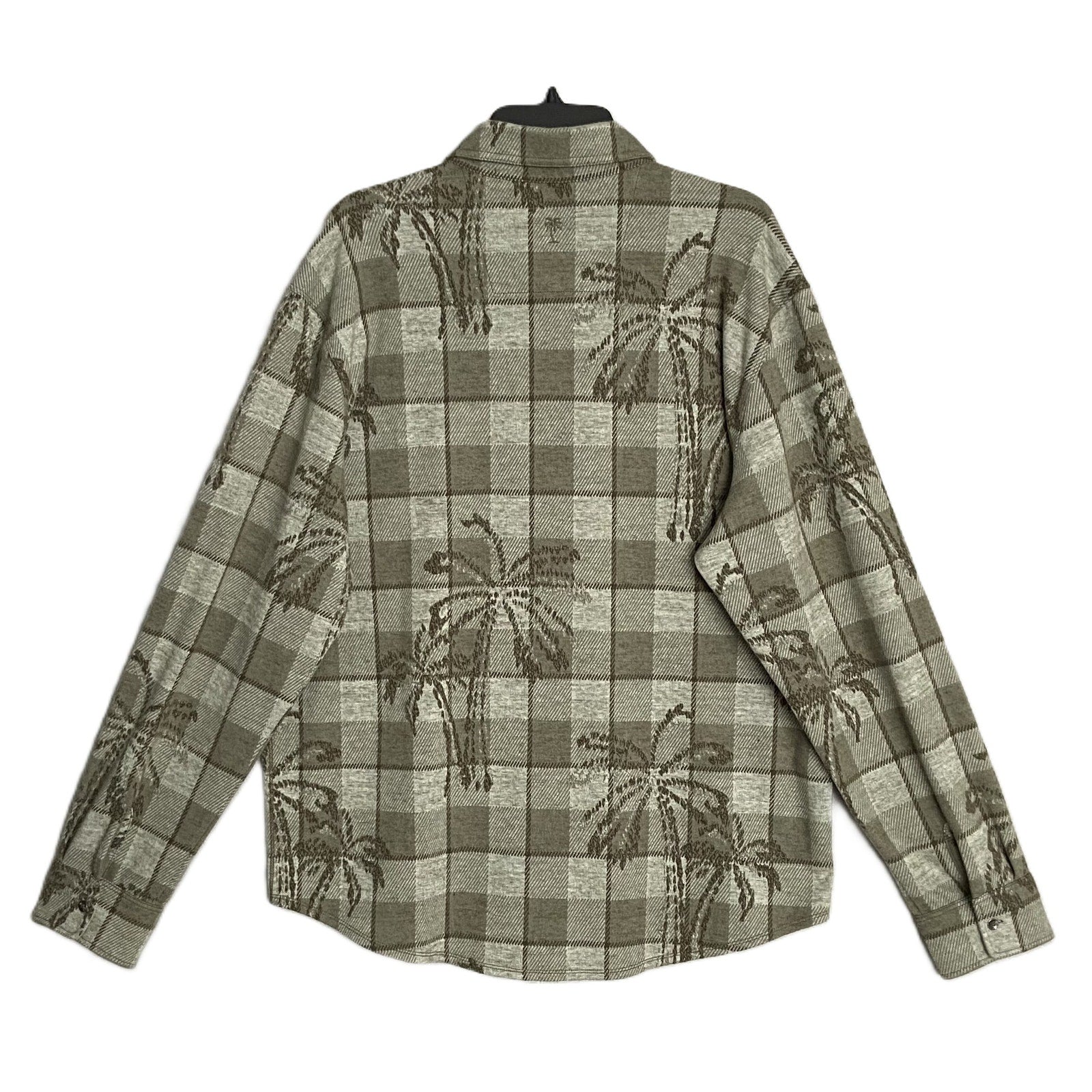 Tommy Bahama Flannel Shirt Men's XL "Fireside Palm Springs" Stretch Tea Leaf