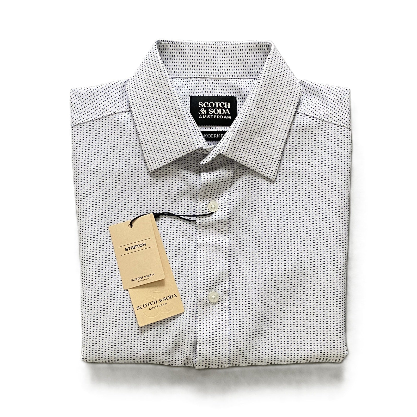 Scotch & Soda Shirt Men's 15.5 34/35 Dress Shirt Modern Fit Stretch White