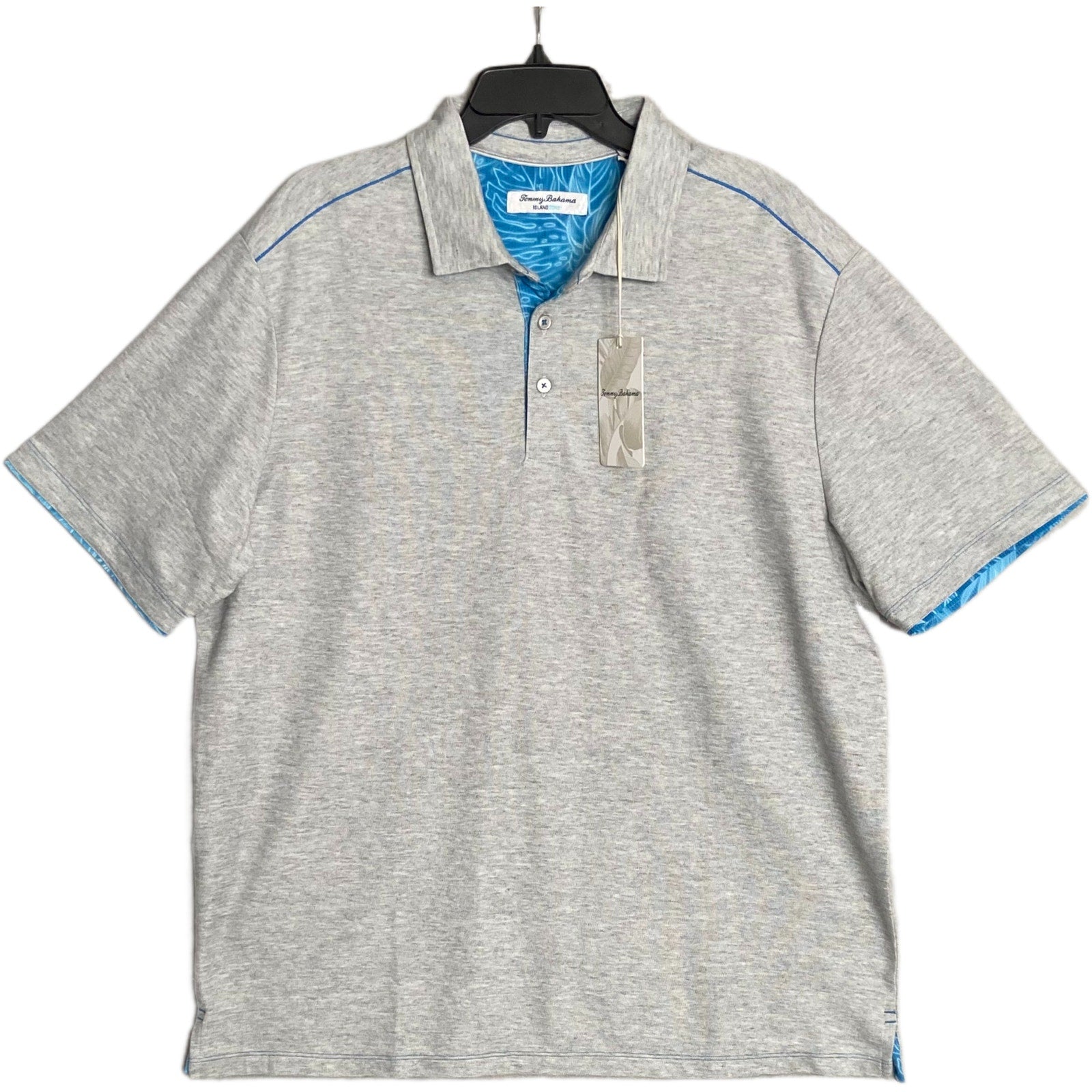 Tommy Bahama Polo Shirt Men's XL Island Zone Pima Cotton Gray Heather