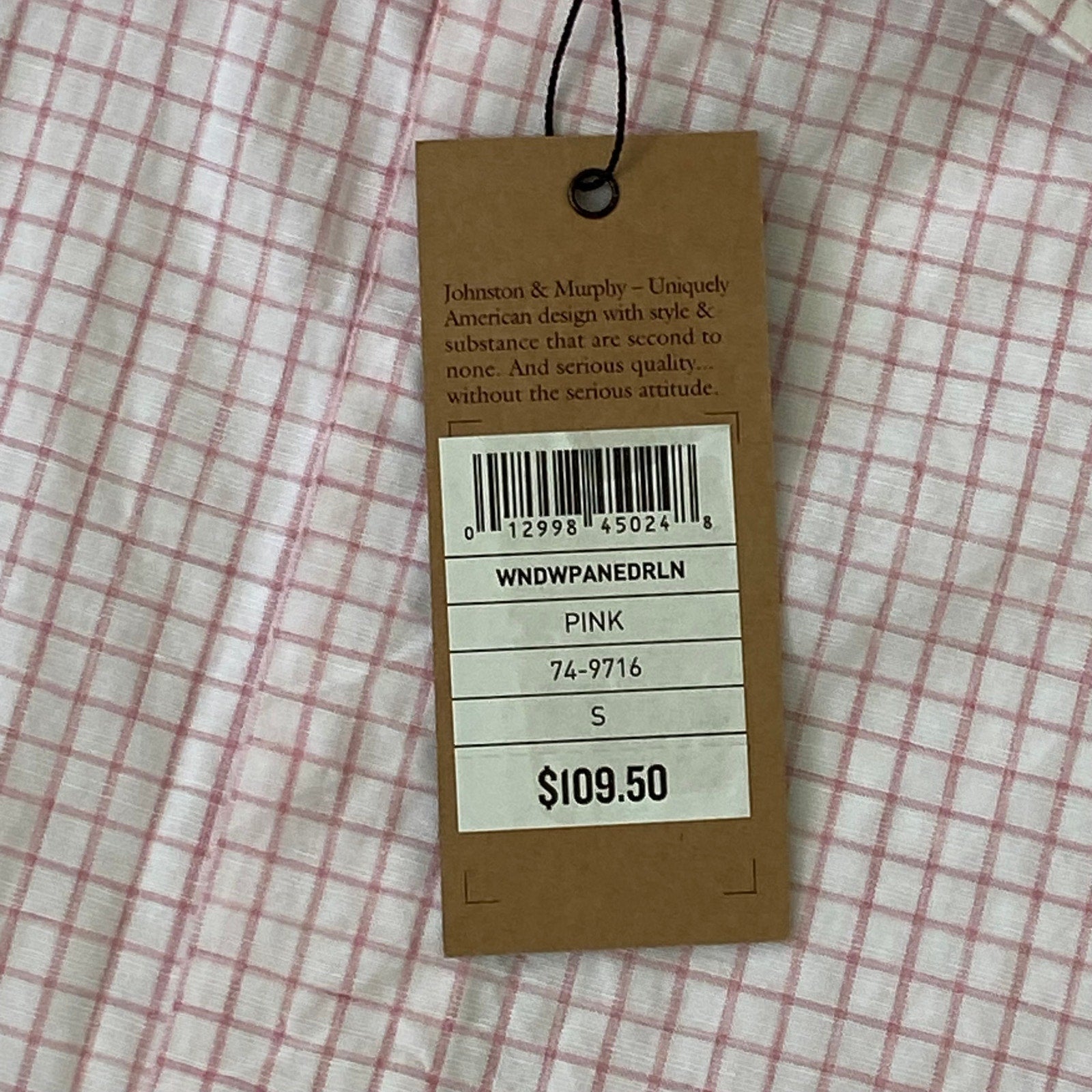 Johnston & Murphy Shirt Men's Small Button-Up Shirt Linen Blend Pink Check