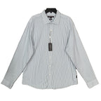 Michael Kors Dress Shirt Men's 2XL Slim Fit Long Sleeve Blue Pinstripe