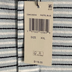 Michael Kors Polo Shirt Men's XXL Short Slv Cotton-Silk Pastel Blue Stripe