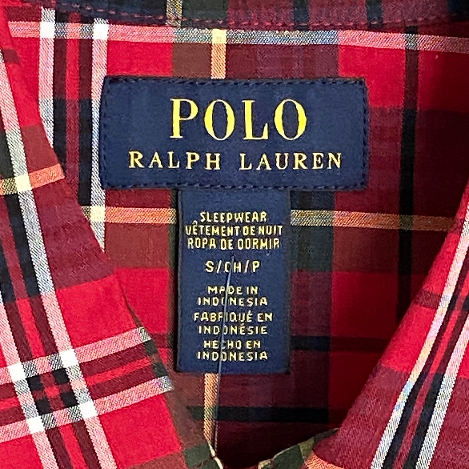 Polo Ralph Lauren Sleepwear Men's Small Shirt Long Sleeve Pocket Cotton