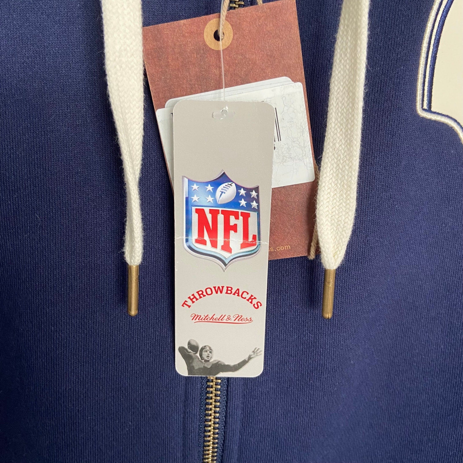 Mitchell & Ness Dallas Cowboys Throwbacks Hoodie Men's Small Full Zip Blue