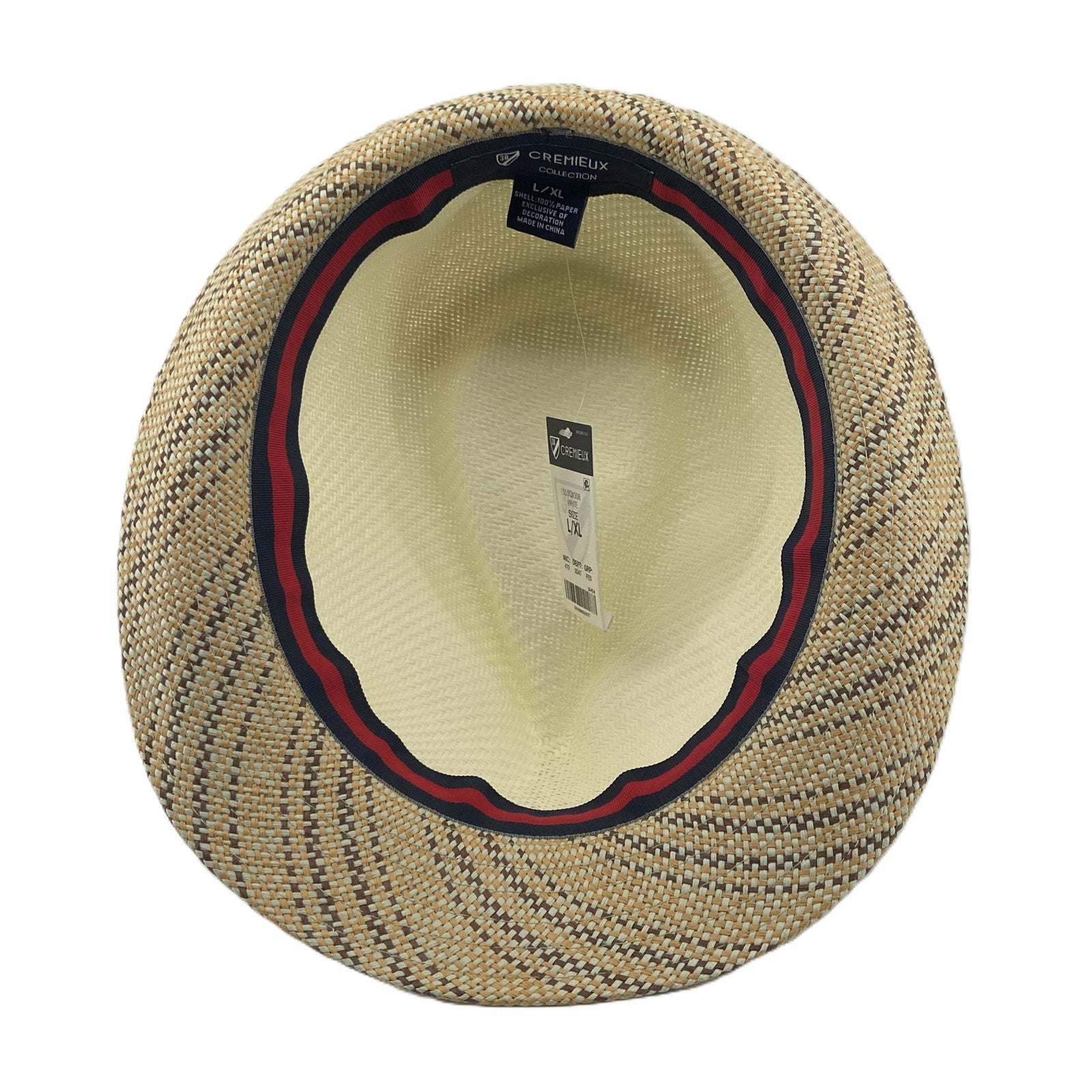 Cremieux Straw Fedora Hat Men's L/XL Two-Tone Patterned