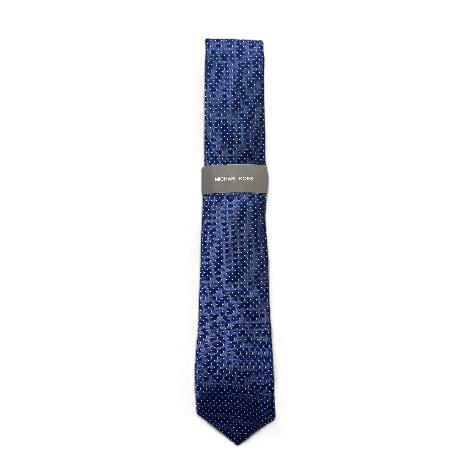 Michael Kors Necktie 3" Indigo Marbury Neat Standard Length Silk Blend