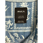 RVCA Casual Shirt Men's Small Regular Fit Button-Up Blue Floral Frame