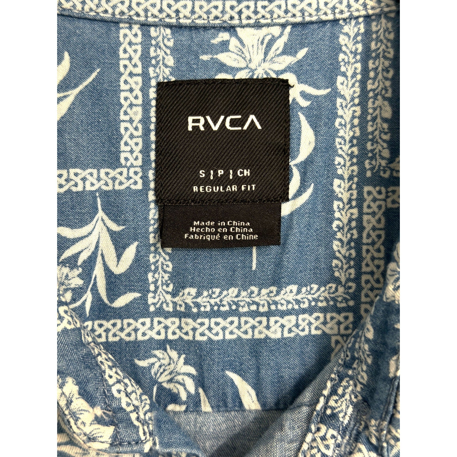 RVCA Casual Shirt Men's Small Regular Fit Button-Up Blue Floral Frame