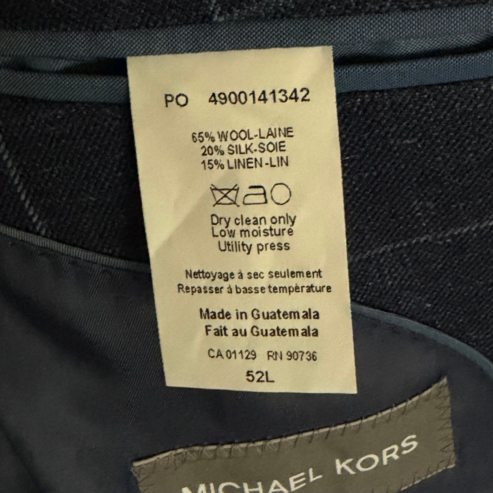 Michael Kors Suit Jacket Men's 52 Long Classic Fit Wool Silk Linen Blue Ck