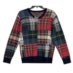 Daniel Cremieux V-Neck Sweater Men's XL Patchwork Plaid Fine Merino Wool NEW