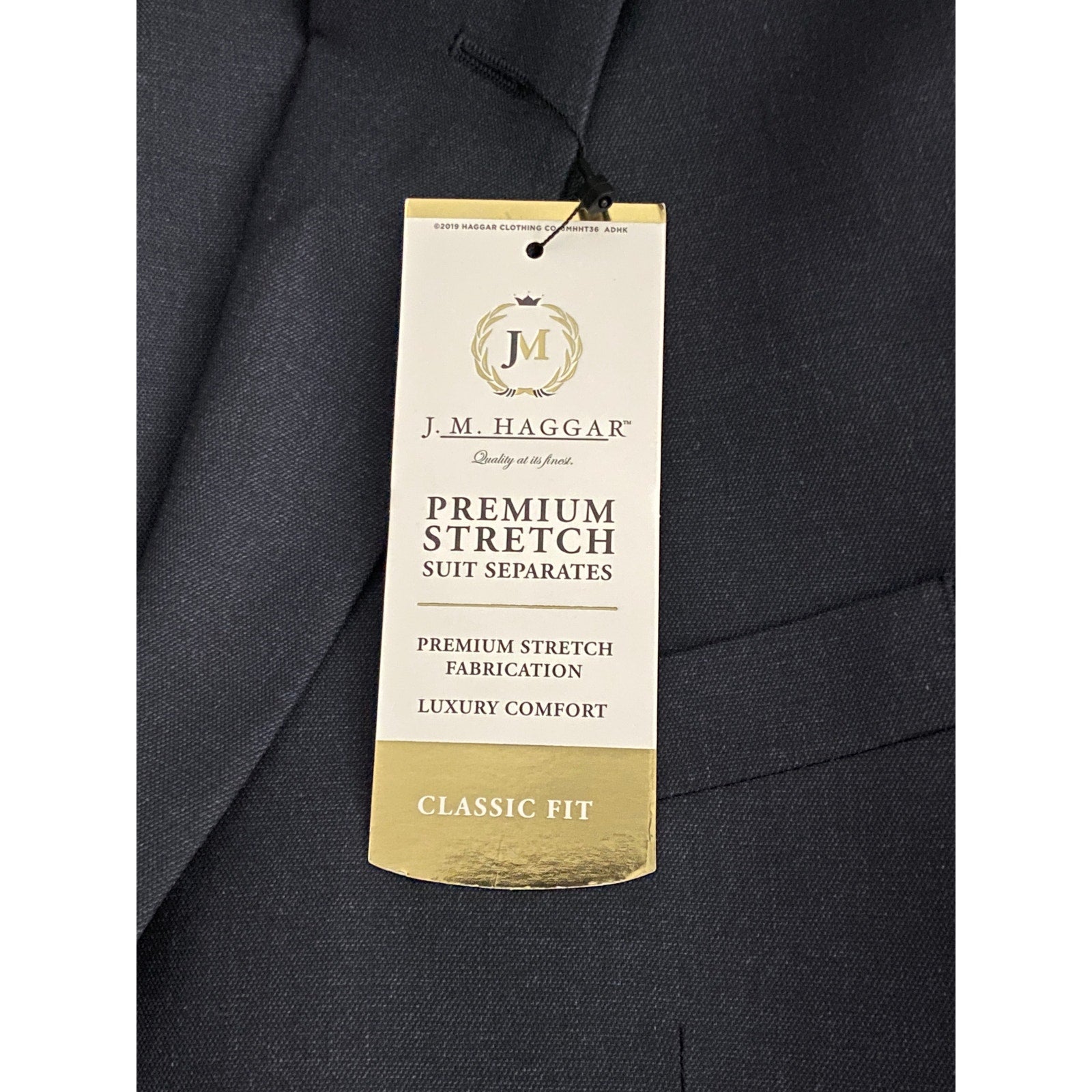 Haggar Suit Jacket Men's 38 Regular Classic Fit Stretch Solid Dark Blue