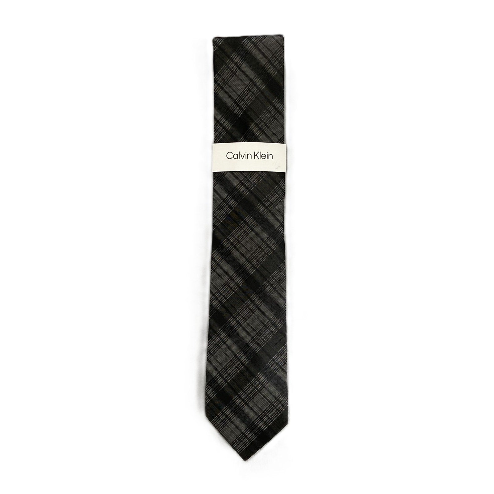 Calvin Klein Necktie Silk Blend Classic Width and Length Black & Gray Stripe