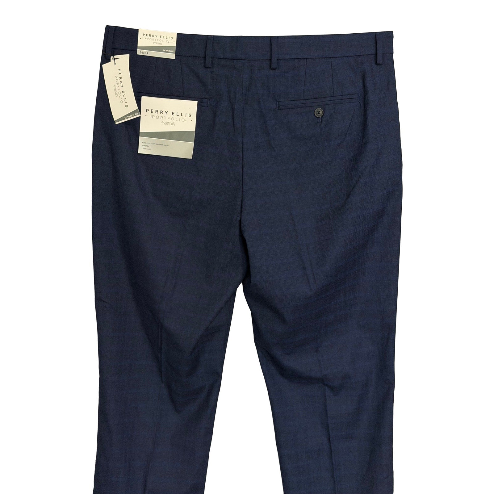 Perry Ellis Portfolio Pant Men's 36"x34" Modern Fit Flat Front Passion Blue
