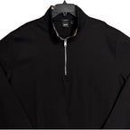 Boss Half-Zip Pullover Men's 2XT Mercerized Cotton Stand Collar Solid Black