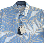 Bugatchi Shirt Men's XL Comfort Stretch Shaped Fit Short Sleeve Blue Floral