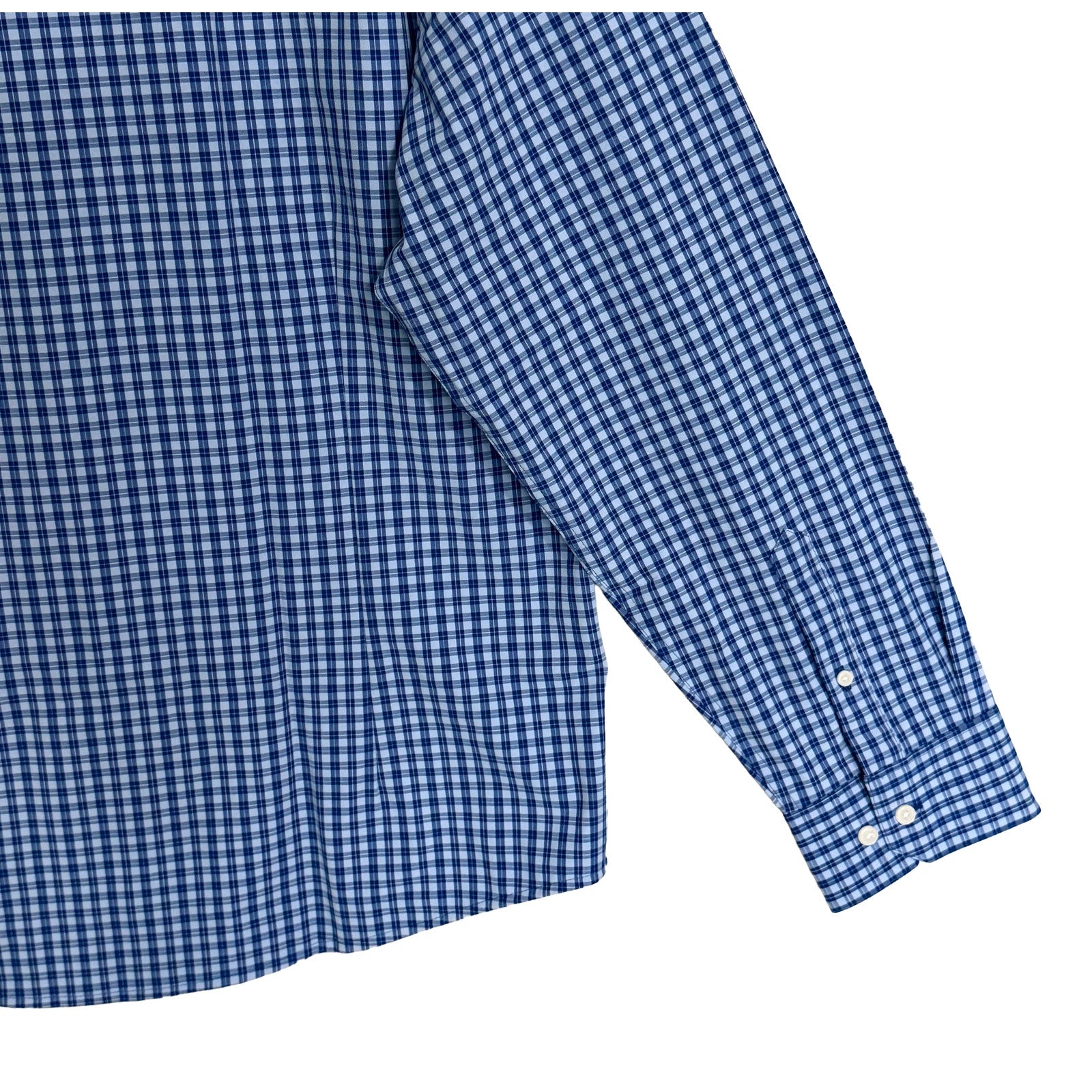 Mizzen+Main Shirt Men's XXL Leeward Trim Fit No Tuck Cobalt Ben Plaid