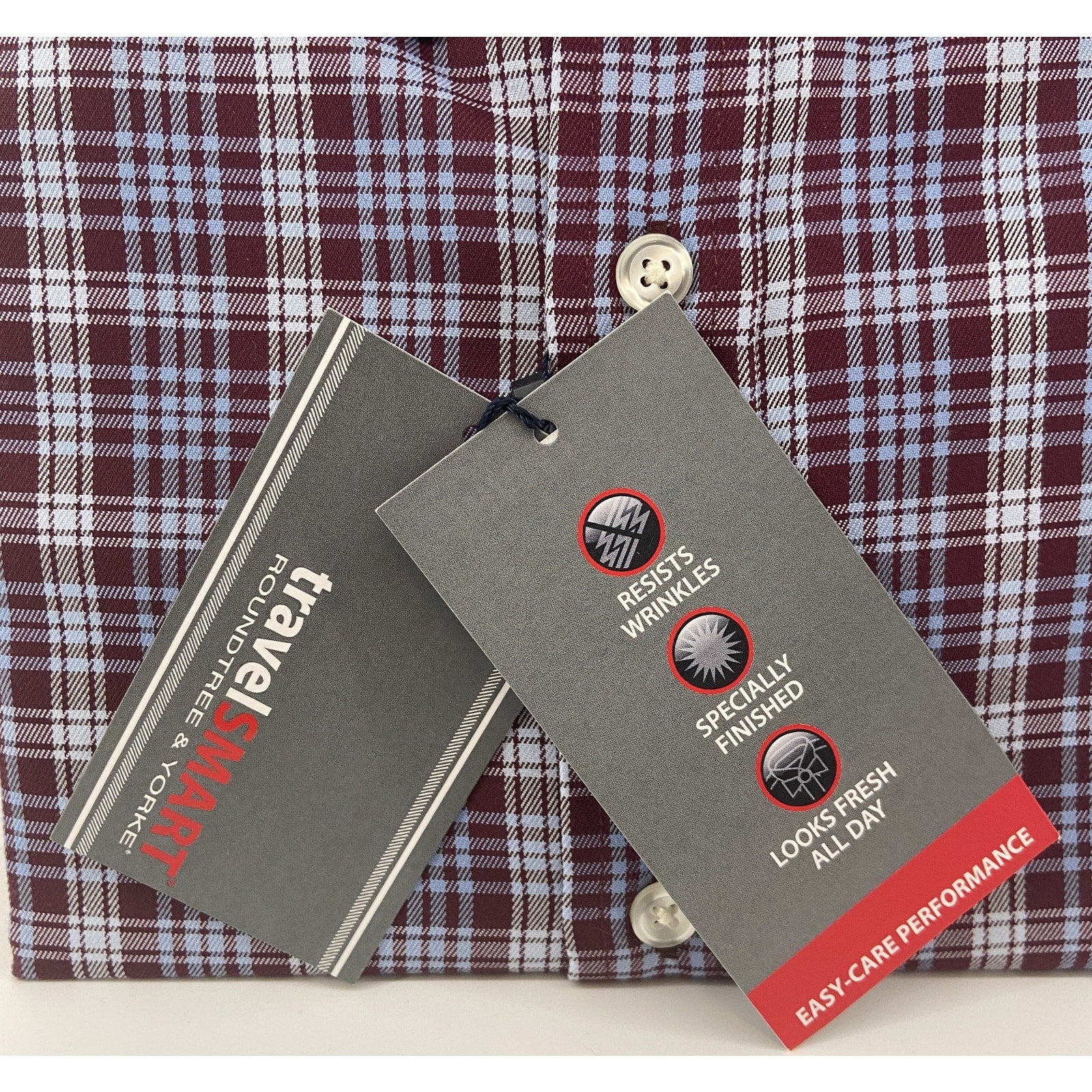 Roundtree & Yorke TravelSmart Big & Tall Men's 2XB Dress Shirt Plaid