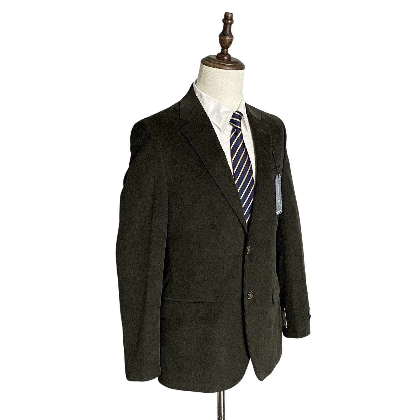 Nautica Sport Coat Men's 38 Regular Corduroy Modern Fit Stretch Dark Olive