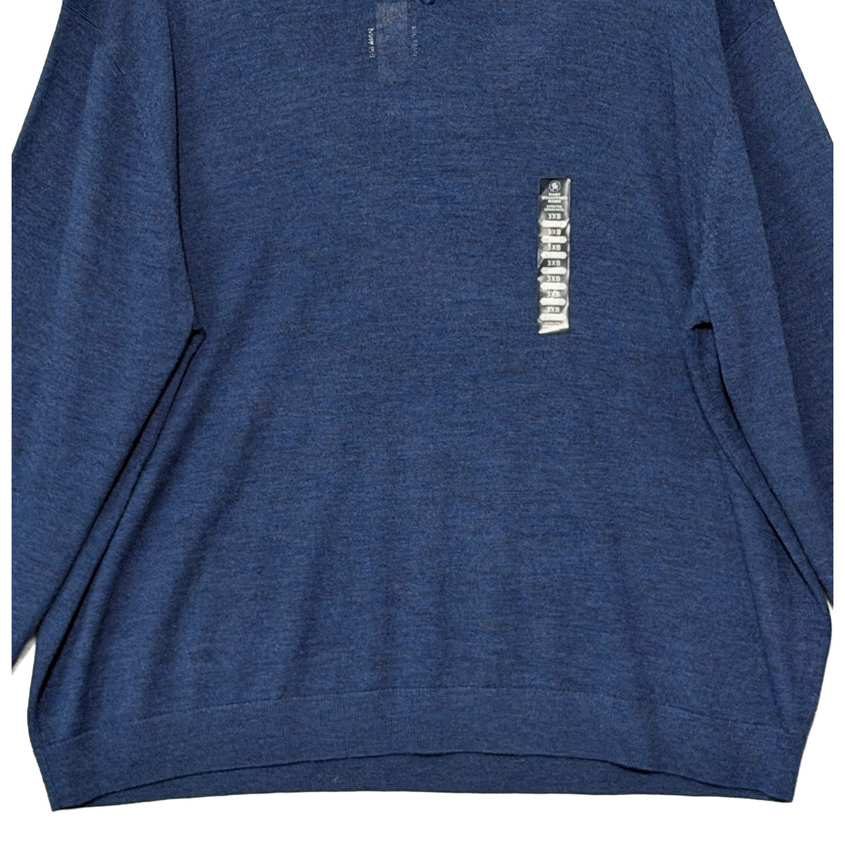 Hart Schaffner Marx Sweater Men's 3XB Big & Tall V-Neck Merino Wool Blue Heather