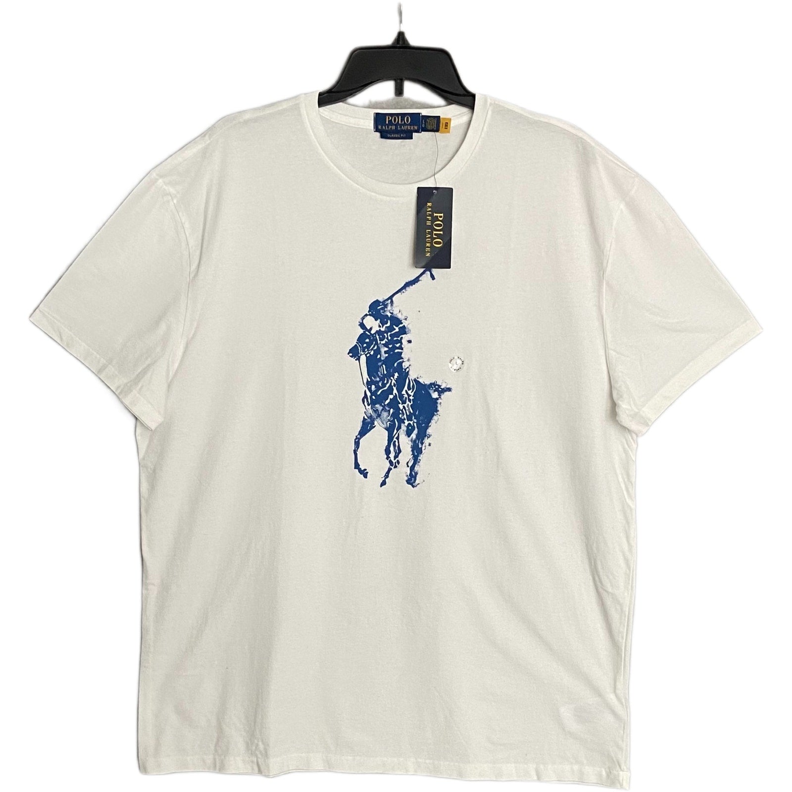 Polo Ralph Lauren T-Shirt Men's Large Graphic Jersey Crew Neck Solid White