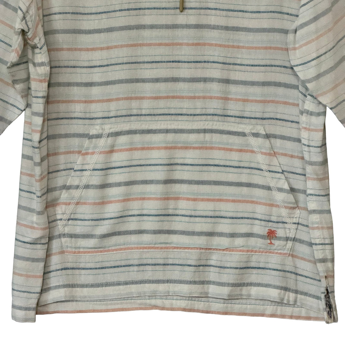 Tommy Bahama Shirt Men's Small Castelo Baja Linen Multicolor Stripe Hooded