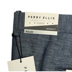 Perry Ellis Portfolio Pants Men's 42"x30" Modern Fit Linen Blend Blueprint